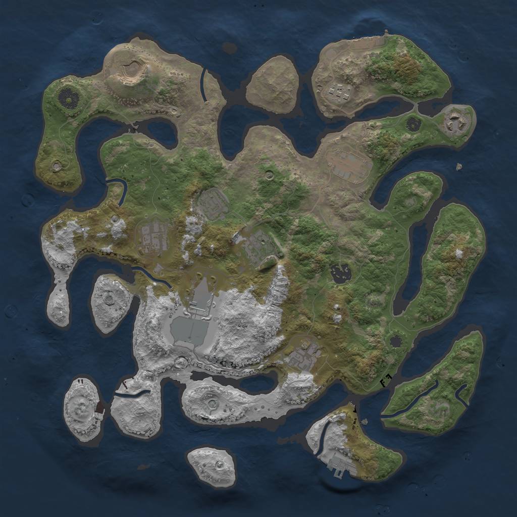 Rust Map: Procedural Map, Size: 3750, Seed: 753055554, 15 Monuments
