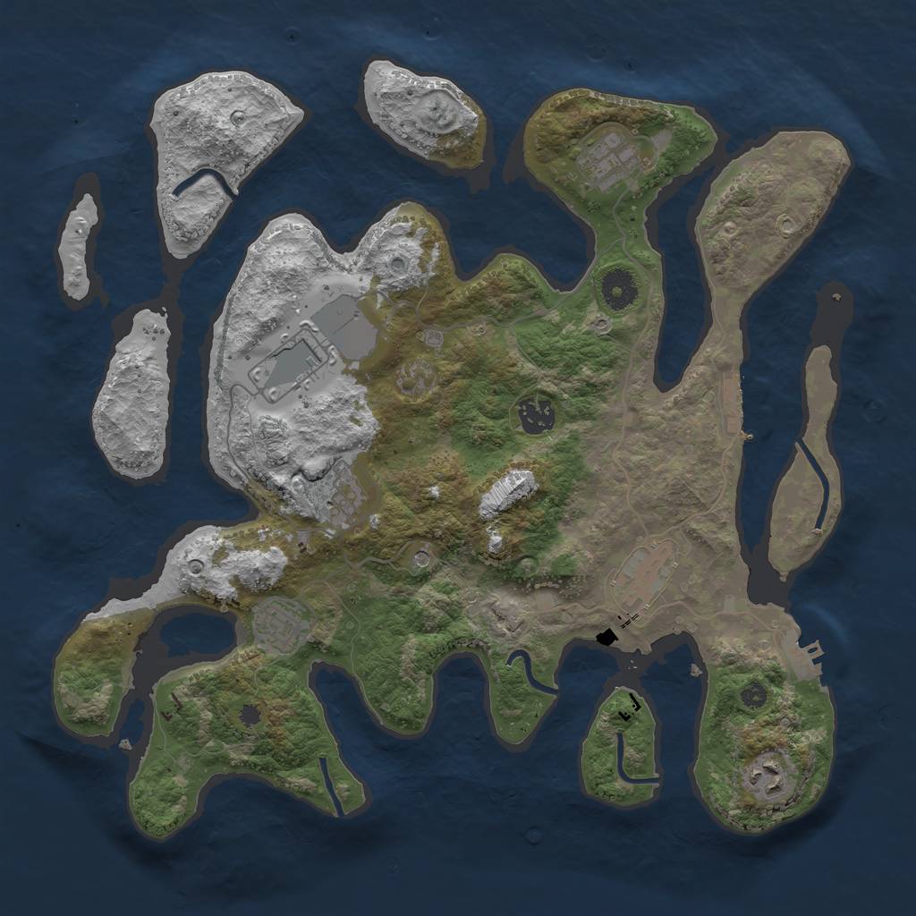 Rust Map: Procedural Map, Size: 3700, Seed: 32358, 12 Monuments