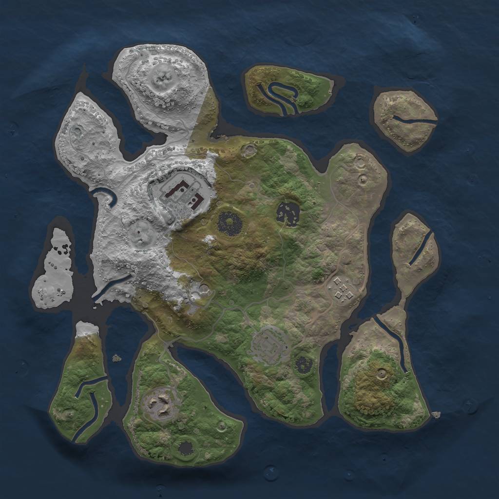 Rust Map: Procedural Map, Size: 3000, Seed: 13495, 8 Monuments