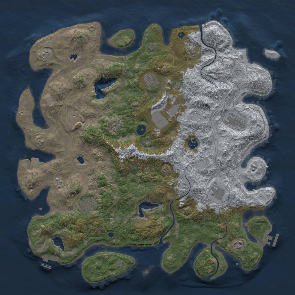 Rust Map: Procedural Map, Size: 4500, Seed: 676309127, 16 Monuments