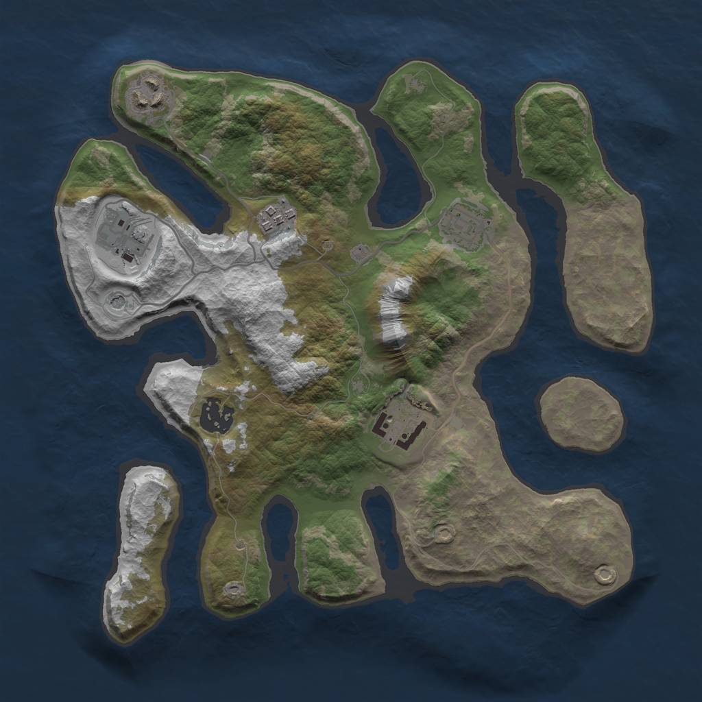 Rust Map: Barren, Size: 3000, Seed: 7861, 9 Monuments
