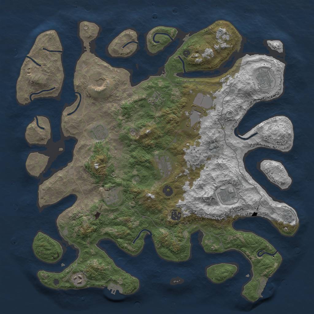 Rust Map: Procedural Map, Size: 4500, Seed: 70907, 16 Monuments