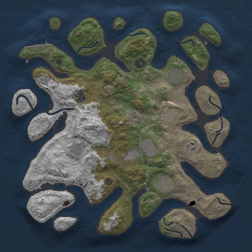 Rust Map: Procedural Map, Size: 3700, Seed: 16603, 12 Monuments