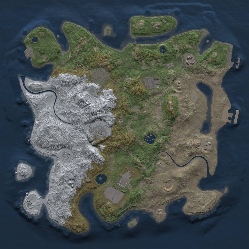 Rust Map: Procedural Map, Size: 3500, Seed: 81310973, 14 Monuments