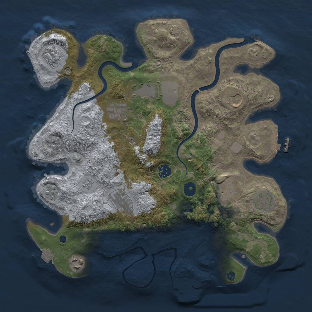 Rust Map: Procedural Map, Size: 3500, Seed: 112919757, 16 Monuments