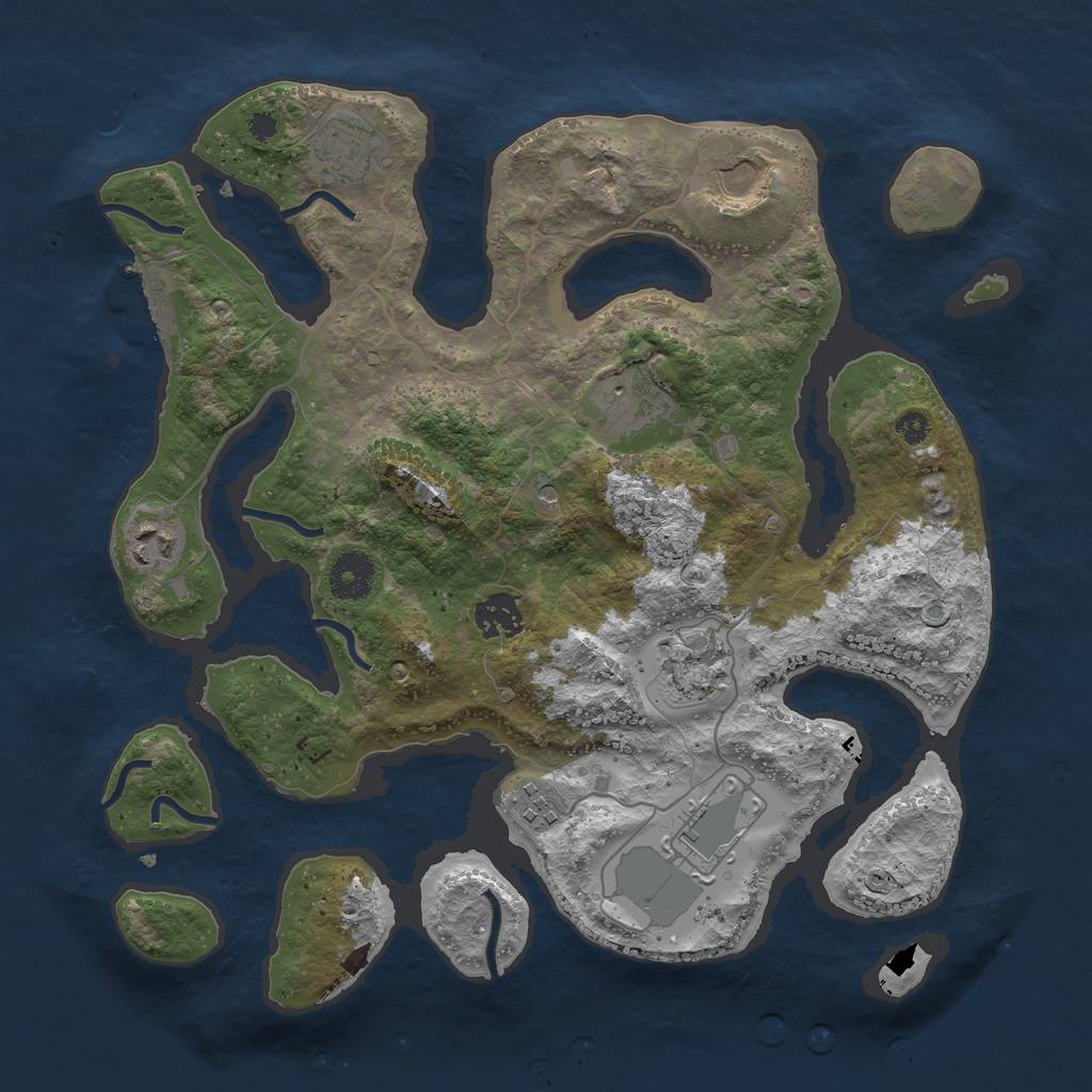 Rust Map: Procedural Map, Size: 3500, Seed: 208090950, 12 Monuments