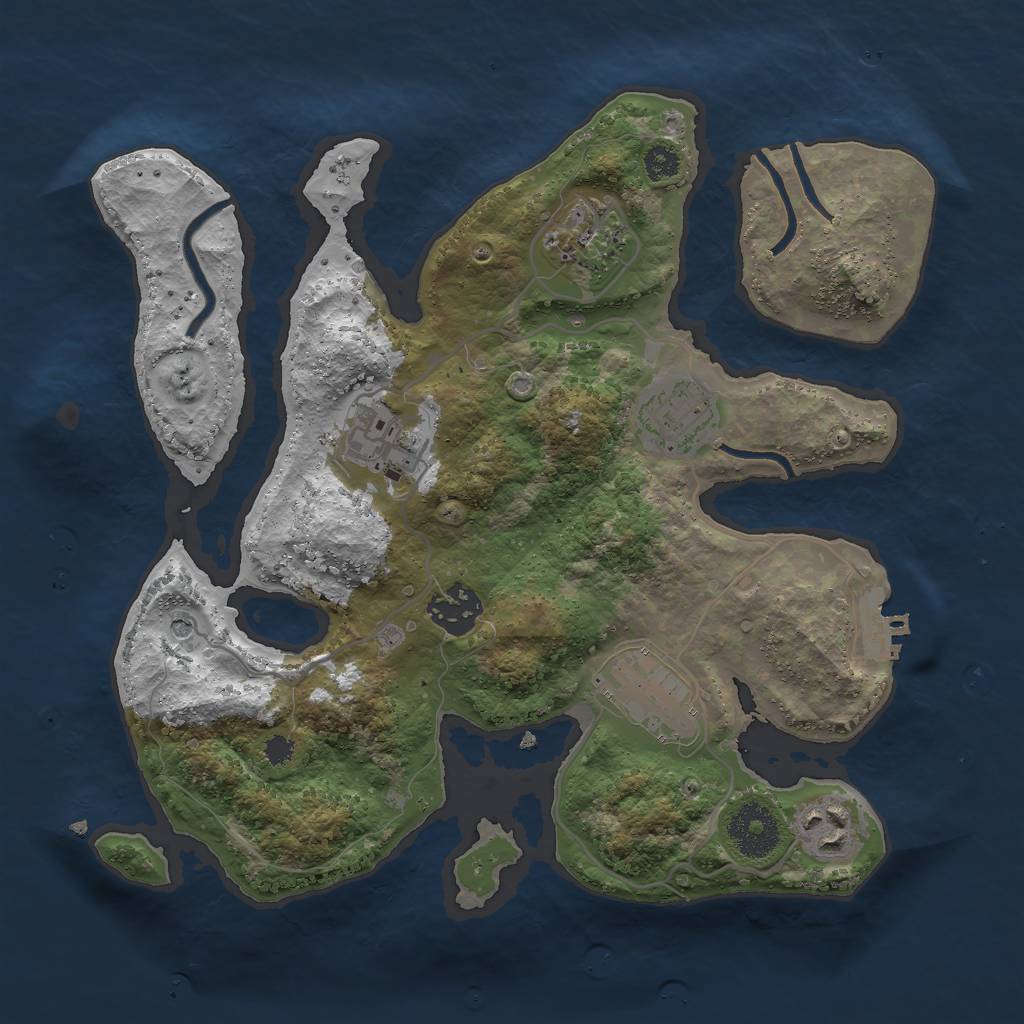 Rust Map: Procedural Map, Size: 3000, Seed: 236673842, 10 Monuments