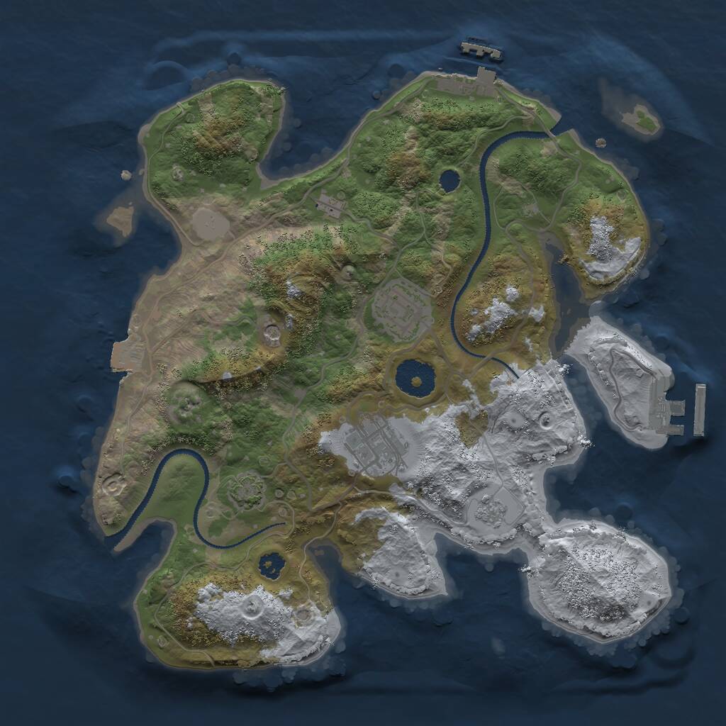 Rust Map: Procedural Map, Size: 2800, Seed: 664923543, 8 Monuments