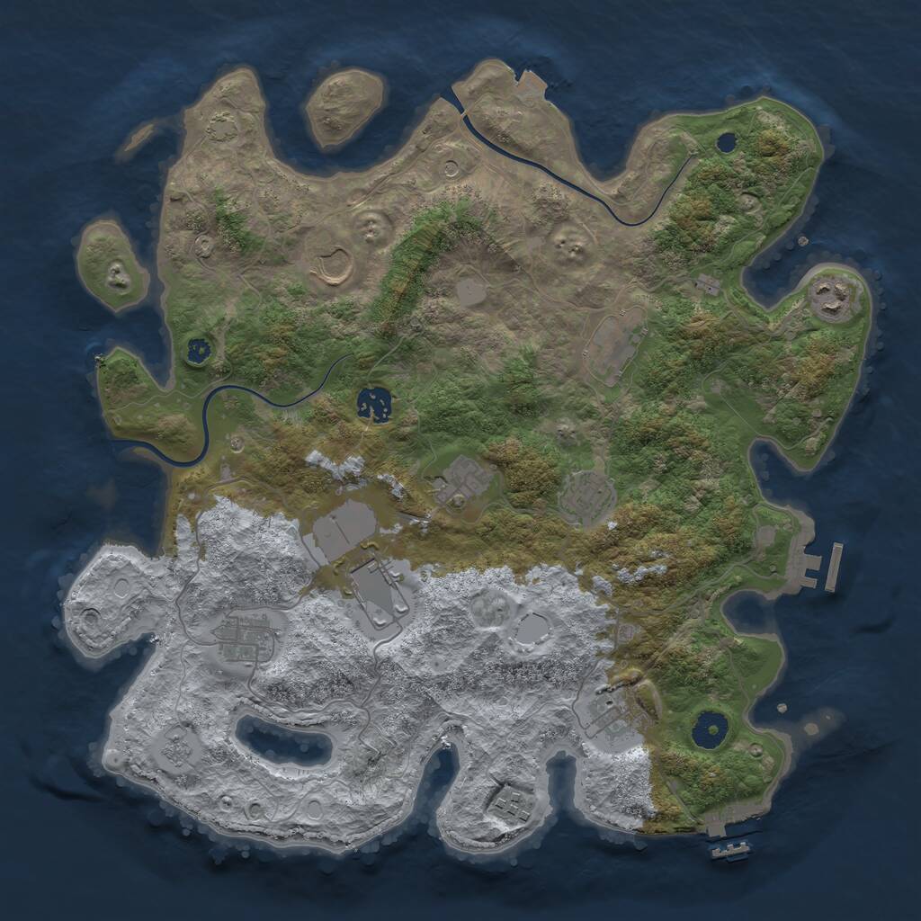 Rust Map: Procedural Map, Size: 3800, Seed: 90721, 16 Monuments