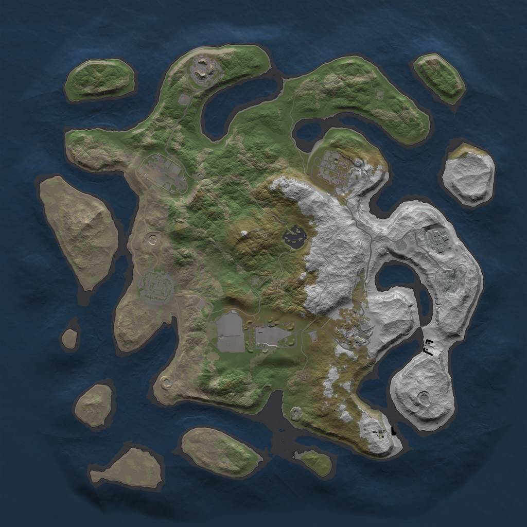 Rust Map: Barren, Size: 3500, Seed: 9721, 11 Monuments