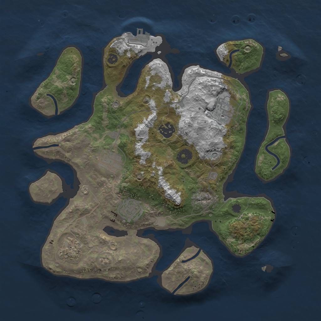 Rust Map: Procedural Map, Size: 3200, Seed: 566720384, 9 Monuments