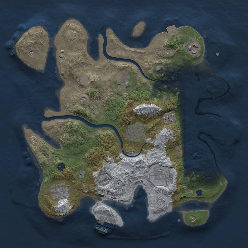 Rust Map: Procedural Map, Size: 3200, Seed: 77221, 12 Monuments