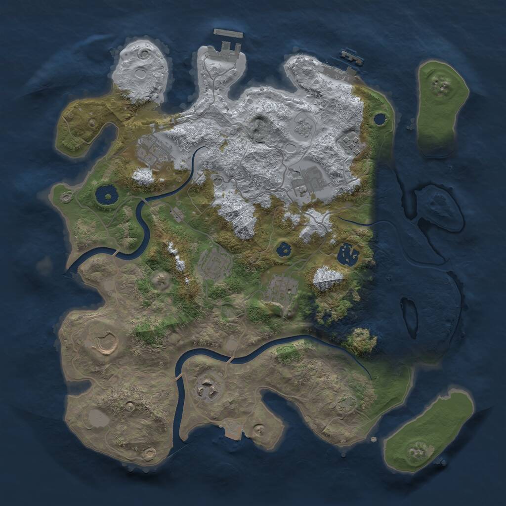 Rust Map: Procedural Map, Size: 3500, Seed: 696161480, 14 Monuments