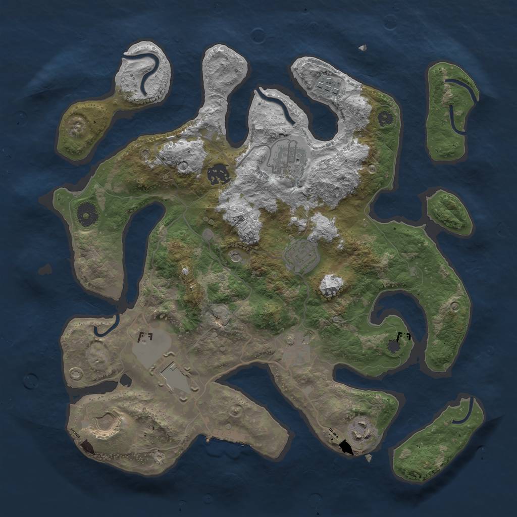 Rust Map: Procedural Map, Size: 3500, Seed: 696161480, 12 Monuments