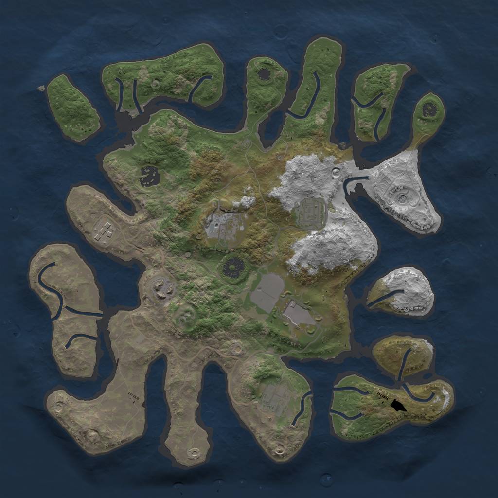 Rust Map: Procedural Map, Size: 3500, Seed: 1086321432, 10 Monuments