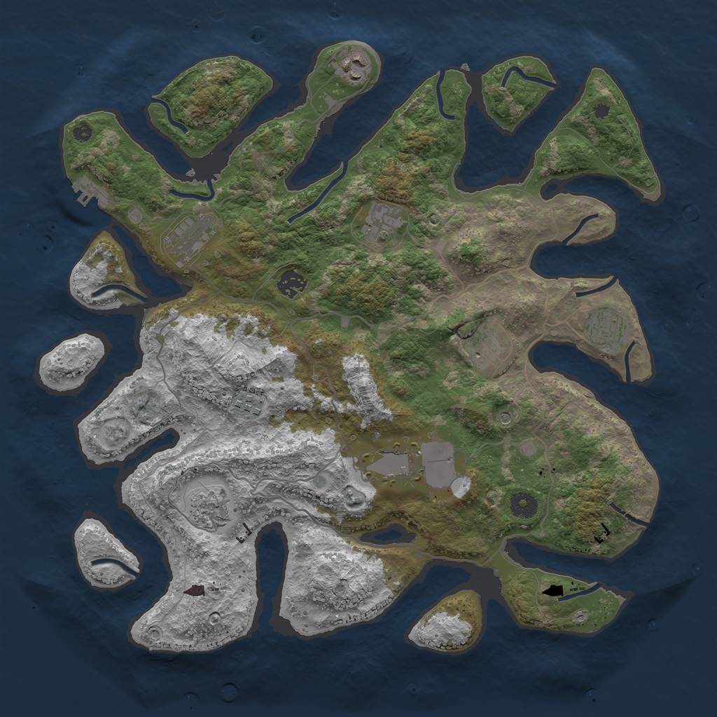 Rust Map: Procedural Map, Size: 4000, Seed: 39545, 13 Monuments