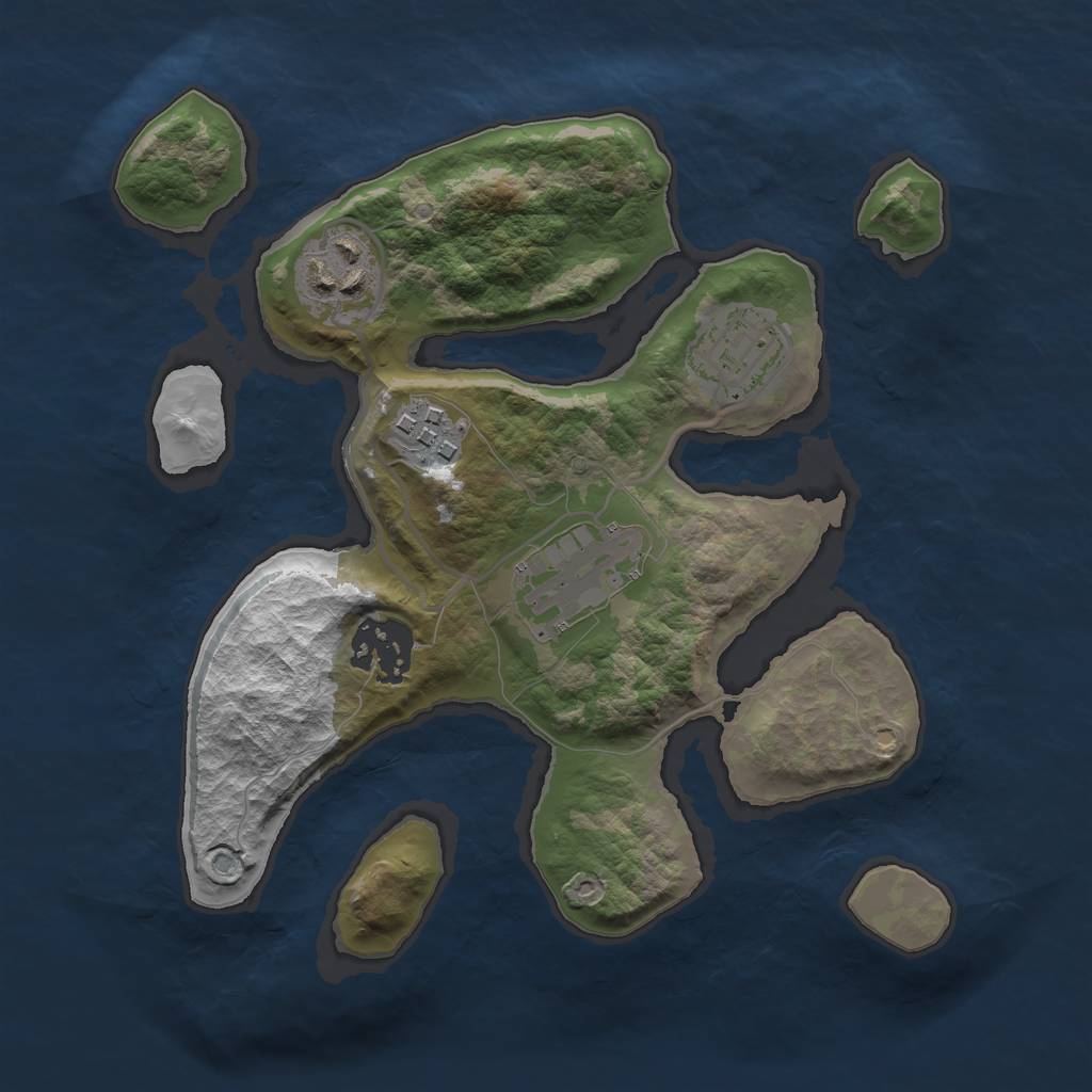 Rust Map: Barren, Size: 2500, Seed: 31, 7 Monuments