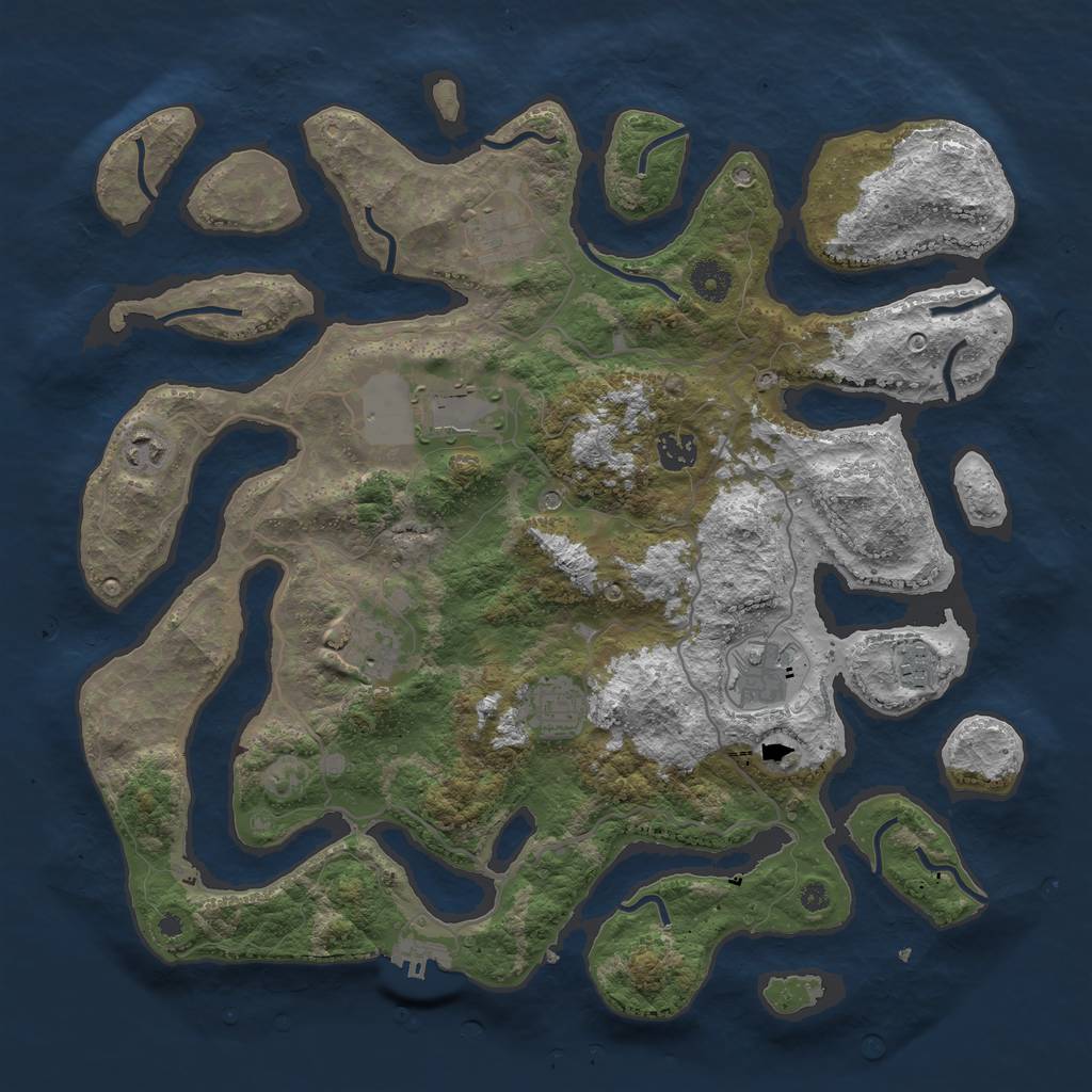 Rust Map: Procedural Map, Size: 4000, Seed: 1834, 12 Monuments