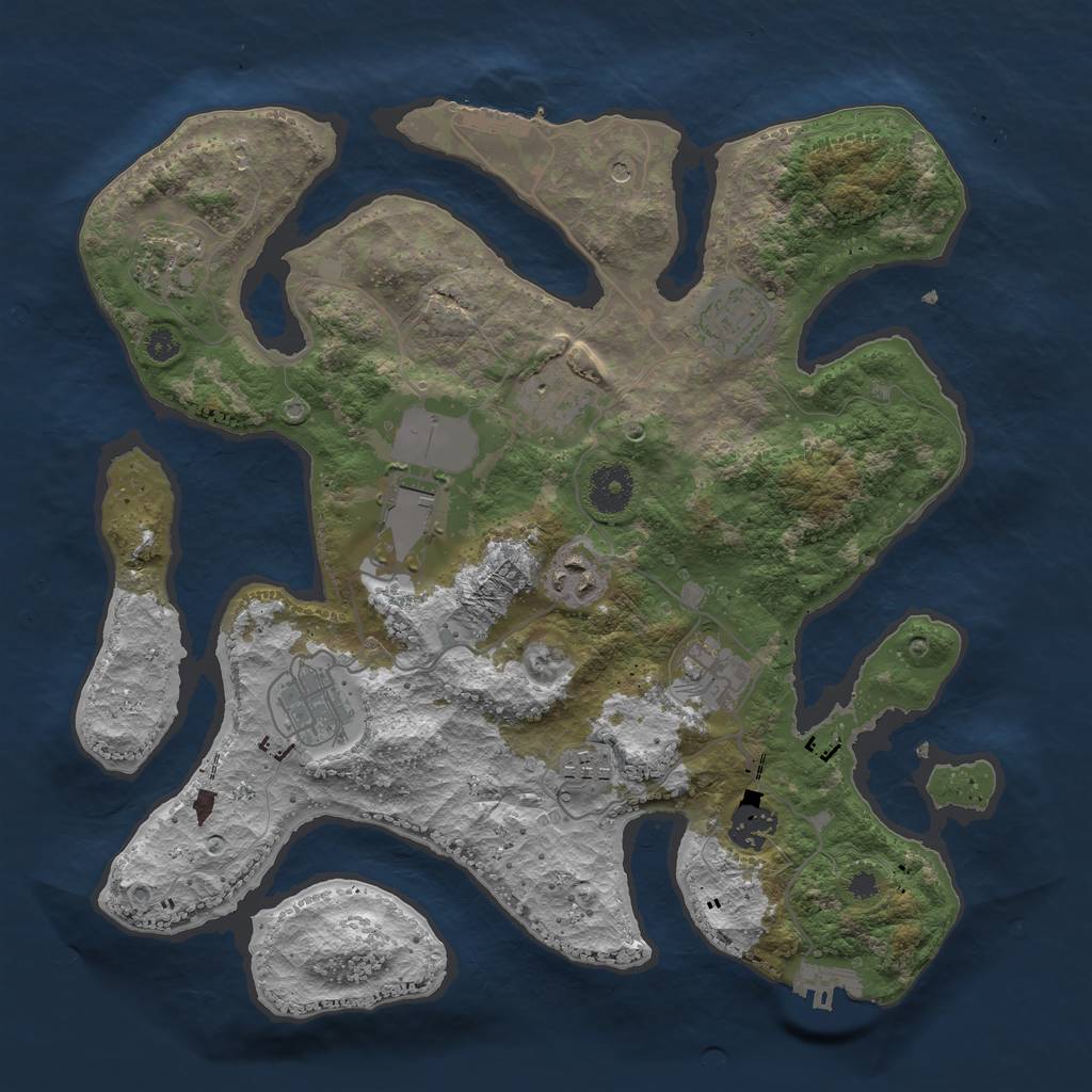 Rust Map: Procedural Map, Size: 3500, Seed: 370307692, 14 Monuments
