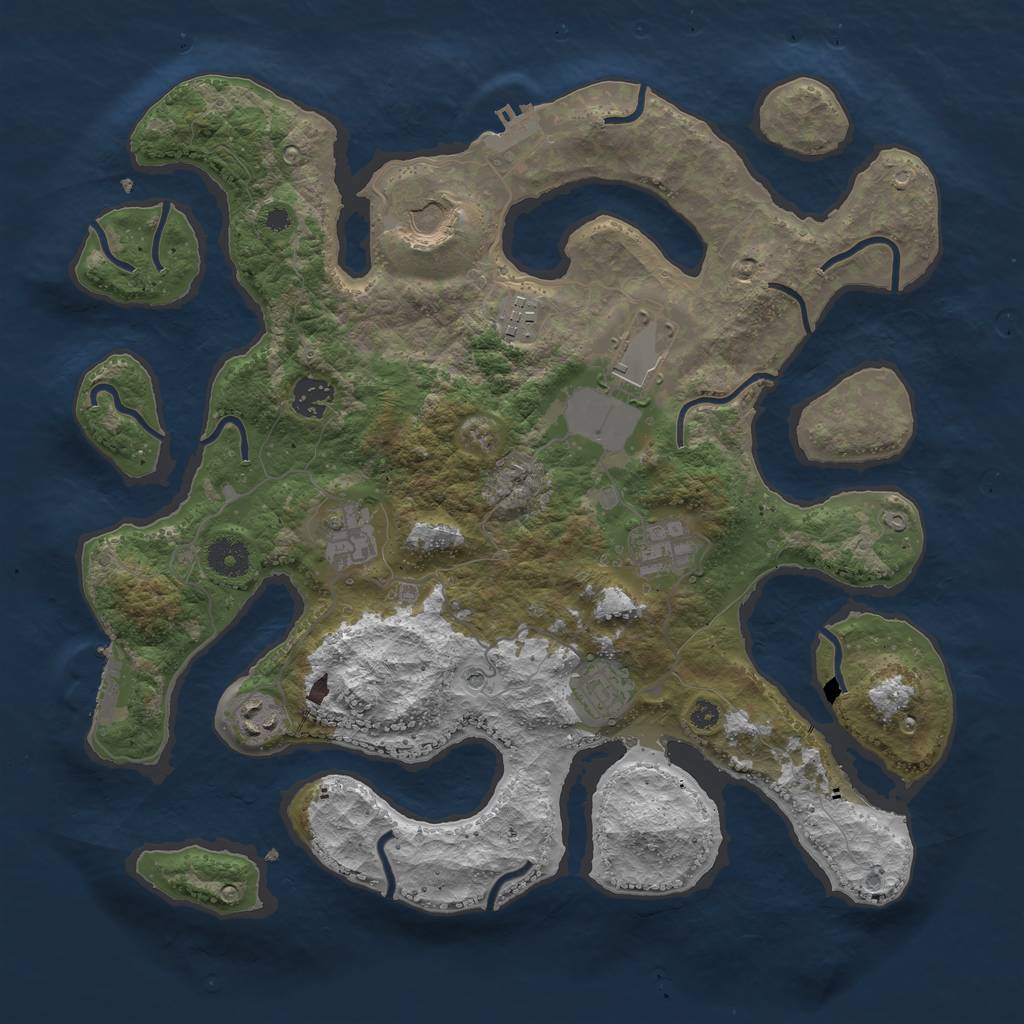 Rust Map: Procedural Map, Size: 3750, Seed: 1022609787, 13 Monuments