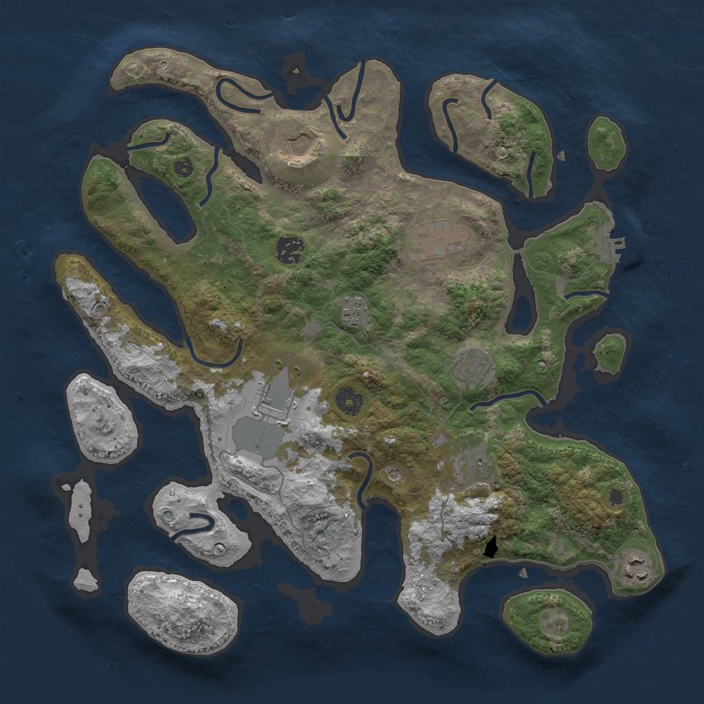 Rust Map: Procedural Map, Size: 3750, Seed: 1989547968, 12 Monuments