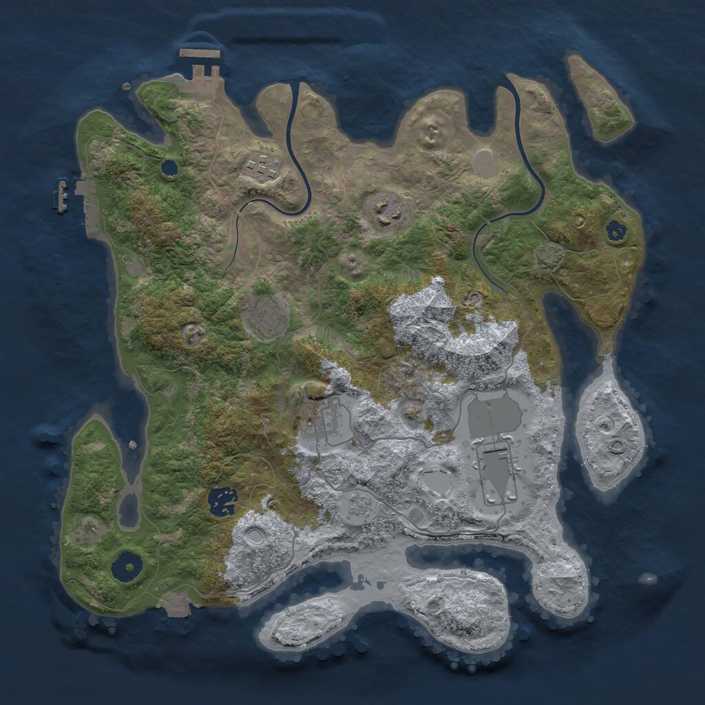 Rust Map: Procedural Map, Size: 3500, Seed: 1692640832, 11 Monuments
