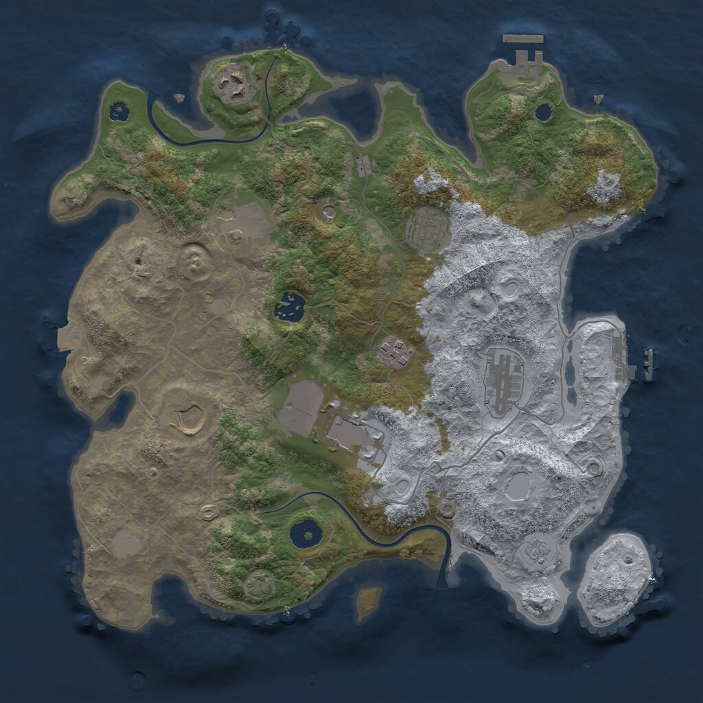 Rust Map: Procedural Map, Size: 3500, Seed: 647134486, 14 Monuments