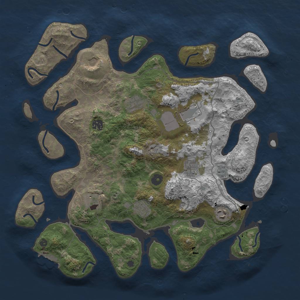 Rust Map: Procedural Map, Size: 4000, Seed: 1297, 13 Monuments