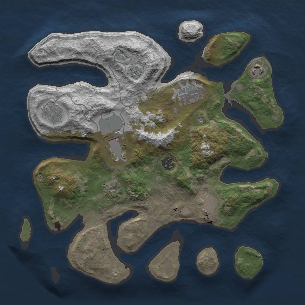 Rust Map: Barren, Size: 3500, Seed: 794452, 11 Monuments