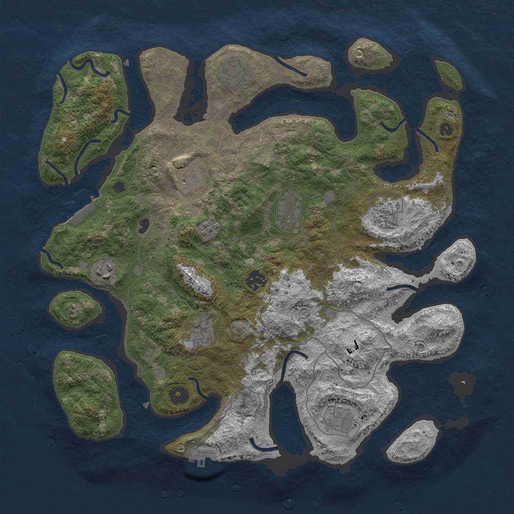 Rust Map: Procedural Map, Size: 4000, Seed: 1707214758, 14 Monuments