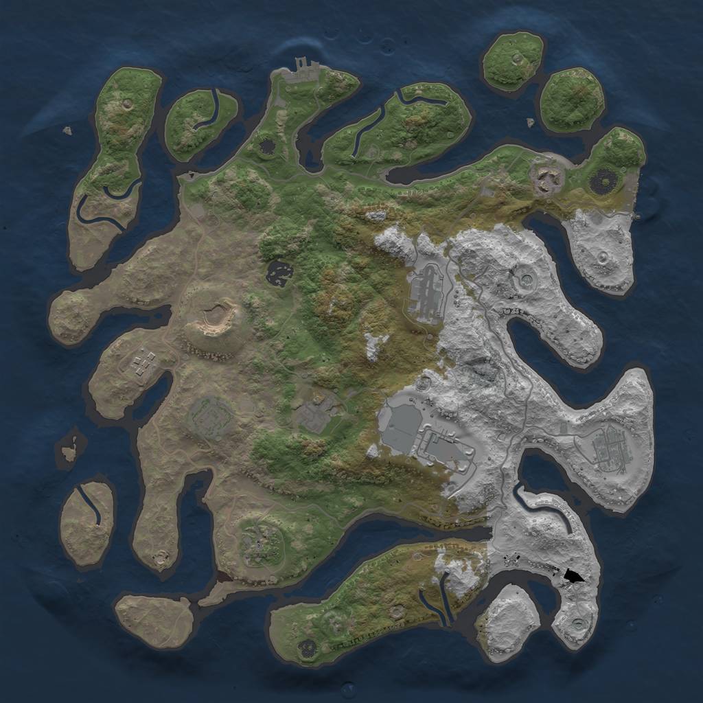 Rust Map: Procedural Map, Size: 4000, Seed: 9845, 15 Monuments