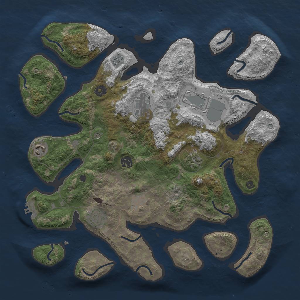 Rust Map: Procedural Map, Size: 3750, Seed: 842032, 12 Monuments