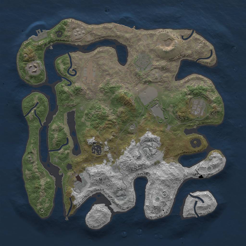 Rust Map: Procedural Map, Size: 3500, Seed: 1026461518, 15 Monuments