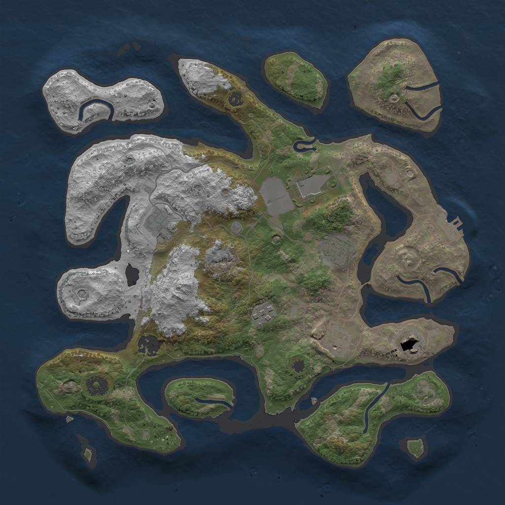 Rust Map: Procedural Map, Size: 3500, Seed: 32900, 11 Monuments