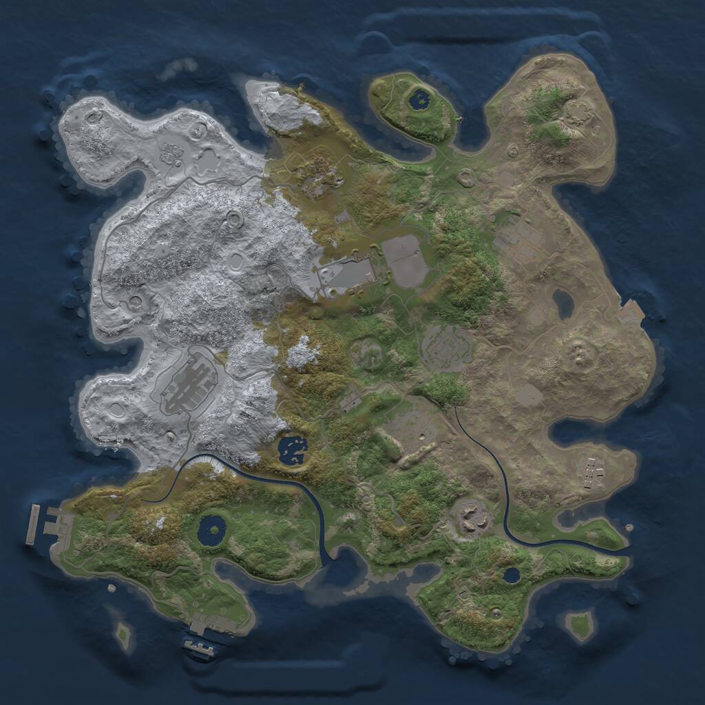Rust Map: Procedural Map, Size: 3500, Seed: 32900, 15 Monuments