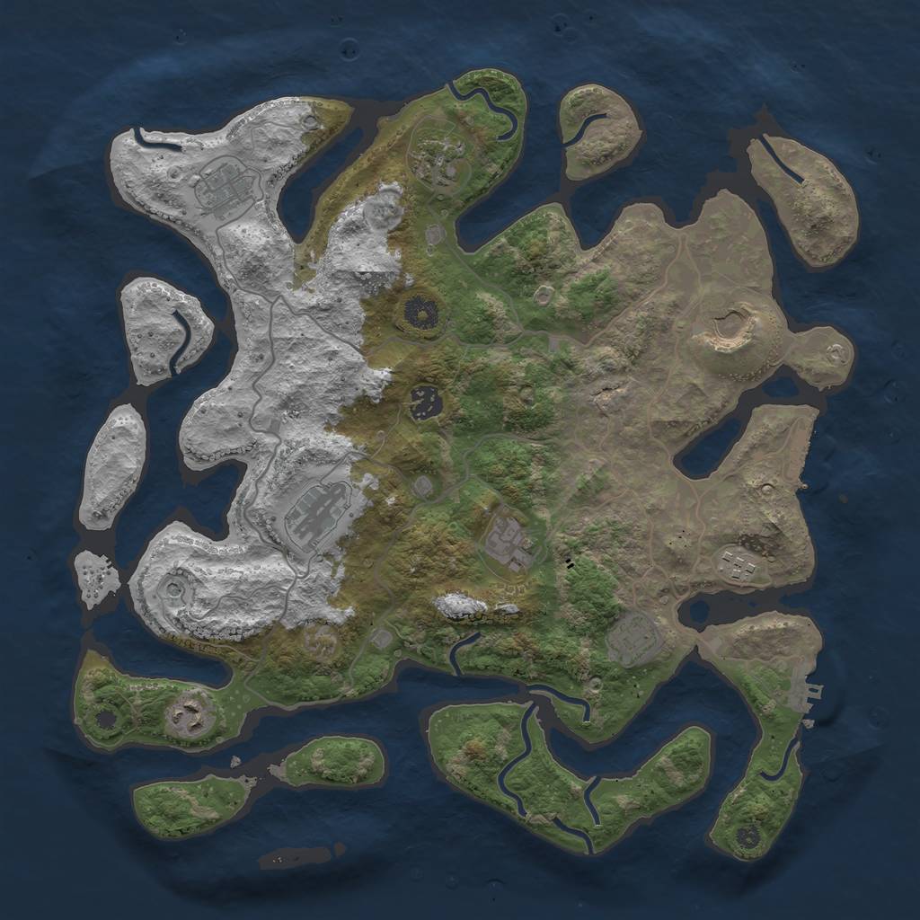 Rust Map: Procedural Map, Size: 4000, Seed: 1037194900, 14 Monuments