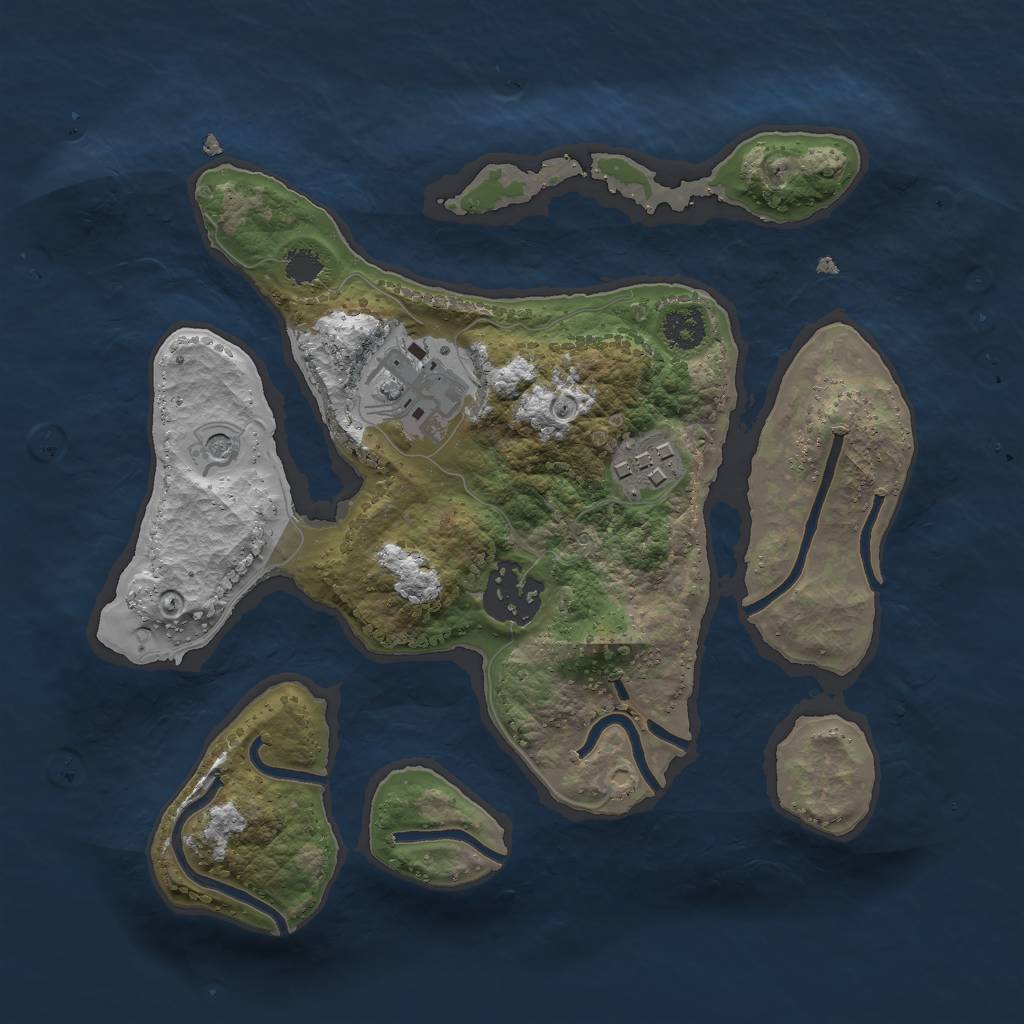 Rust Map: Procedural Map, Size: 2500, Seed: 1900, 6 Monuments