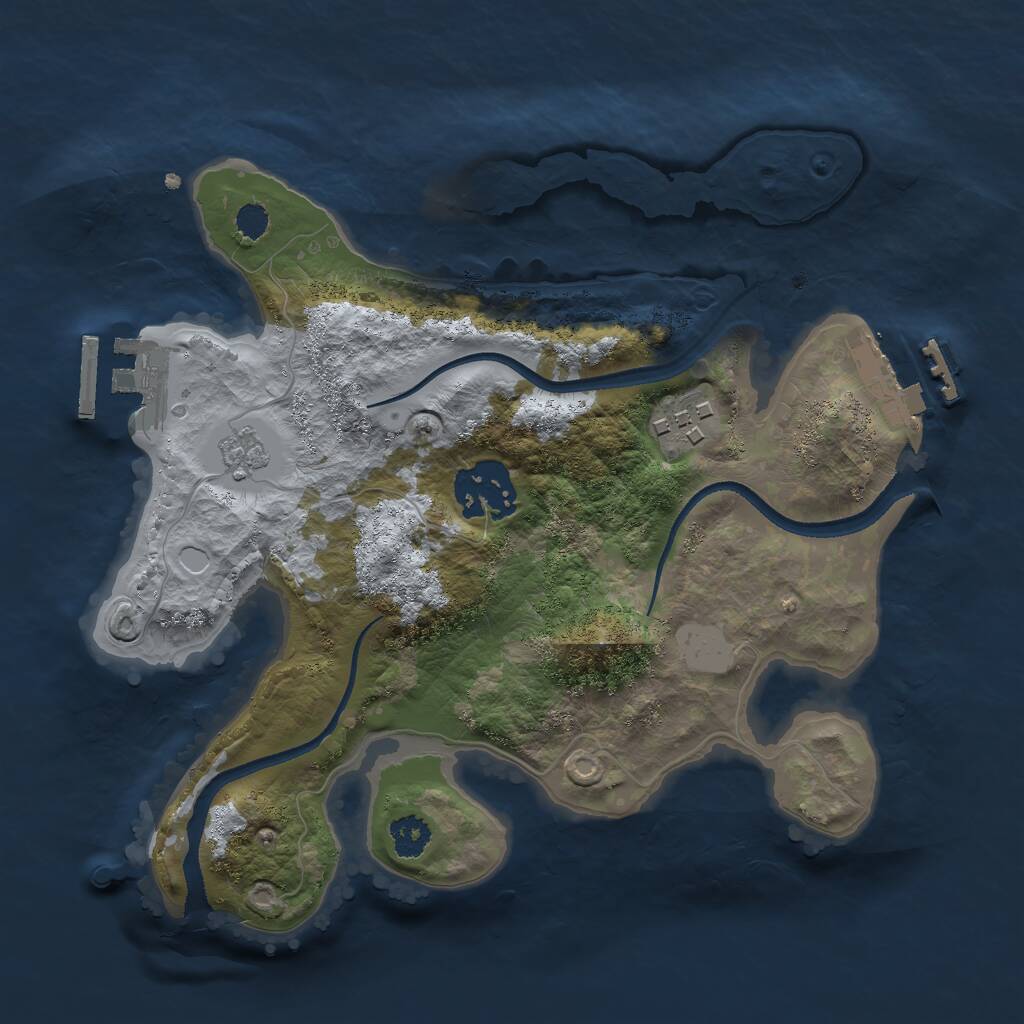 Rust Map: Procedural Map, Size: 2500, Seed: 1900, 6 Monuments