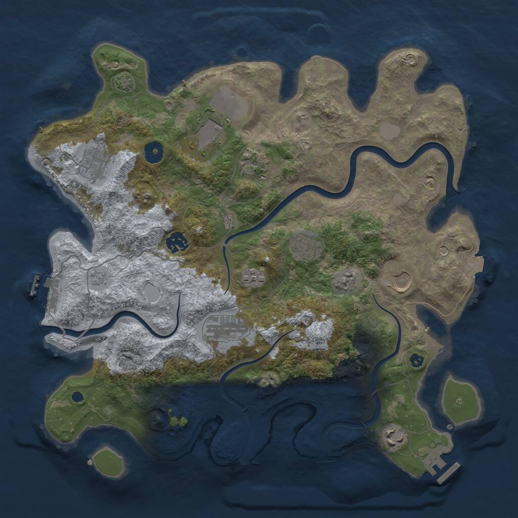 Rust Map: Procedural Map, Size: 3750, Seed: 280829088, 15 Monuments