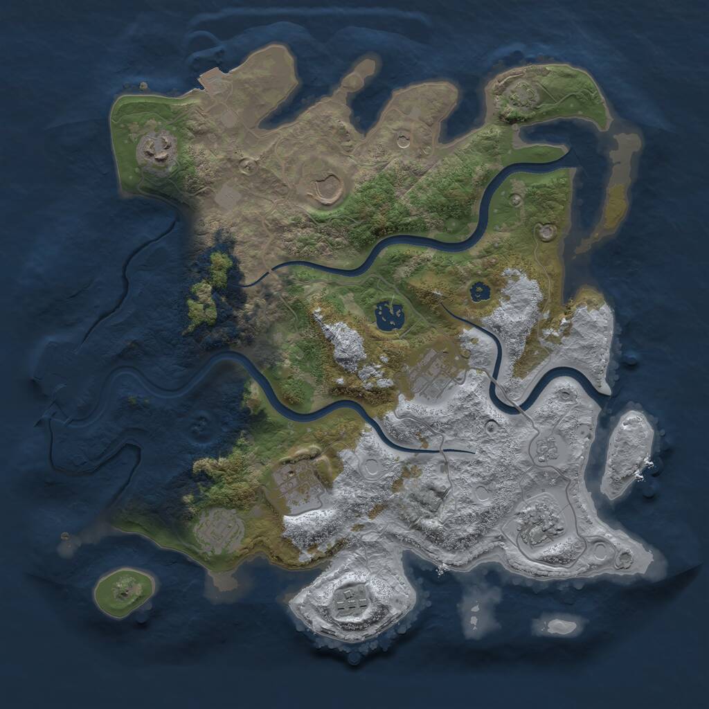Rust Map: Procedural Map, Size: 3500, Seed: 732168523, 13 Monuments
