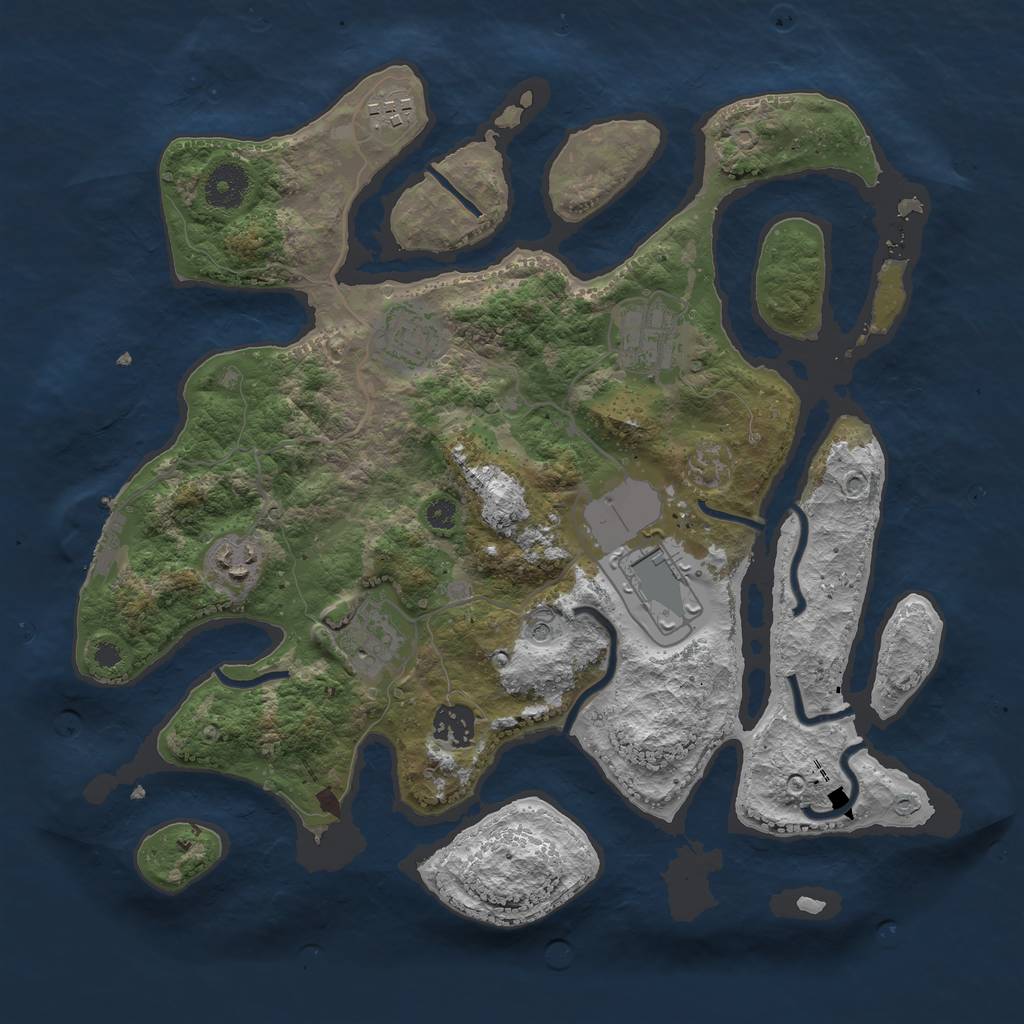 Rust Map: Procedural Map, Size: 3500, Seed: 732168523, 11 Monuments