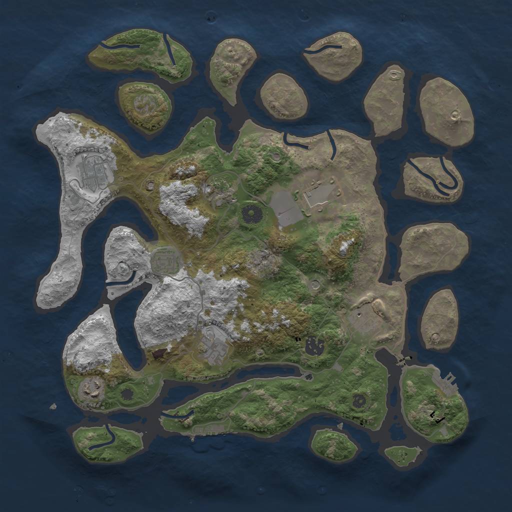Rust Map: Procedural Map, Size: 3800, Seed: 609473138, 13 Monuments