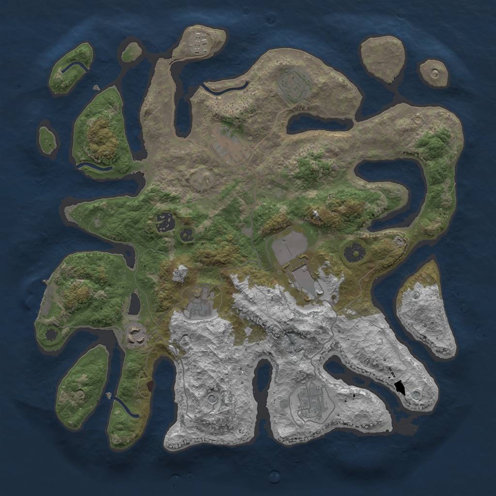 Rust Map: Procedural Map, Size: 3700, Seed: 1213994, 12 Monuments