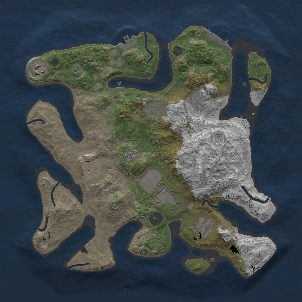 Rust Map: Procedural Map, Size: 3500, Seed: 563379852, 12 Monuments