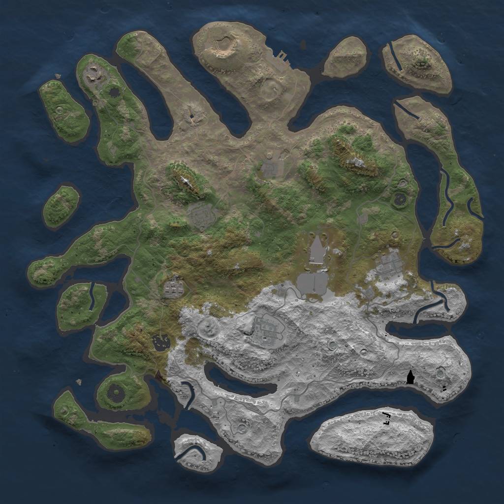 Rust Map: Procedural Map, Size: 4200, Seed: 3344, 13 Monuments