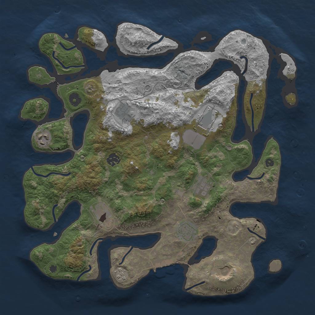 Rust Map: Procedural Map, Size: 3750, Seed: 1200491108, 13 Monuments