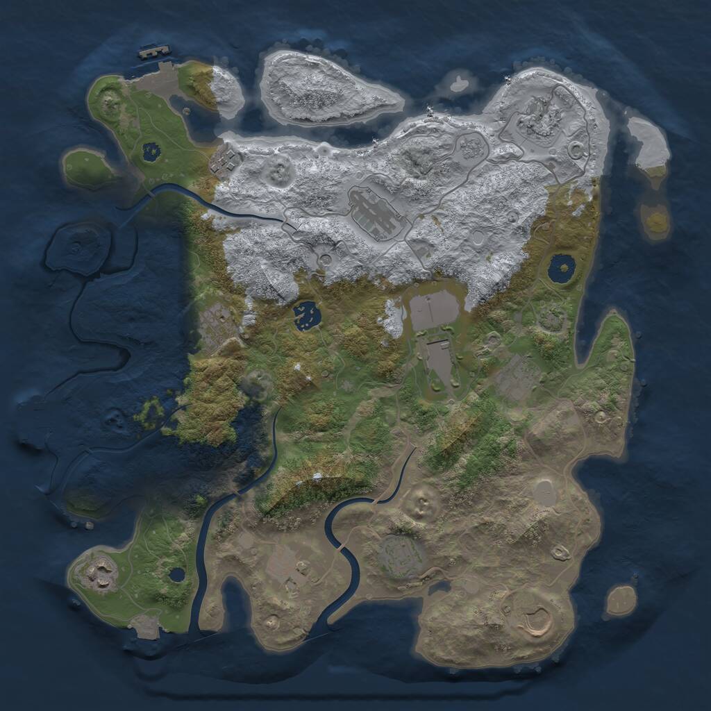 Rust Map: Procedural Map, Size: 3750, Seed: 1200491108, 17 Monuments
