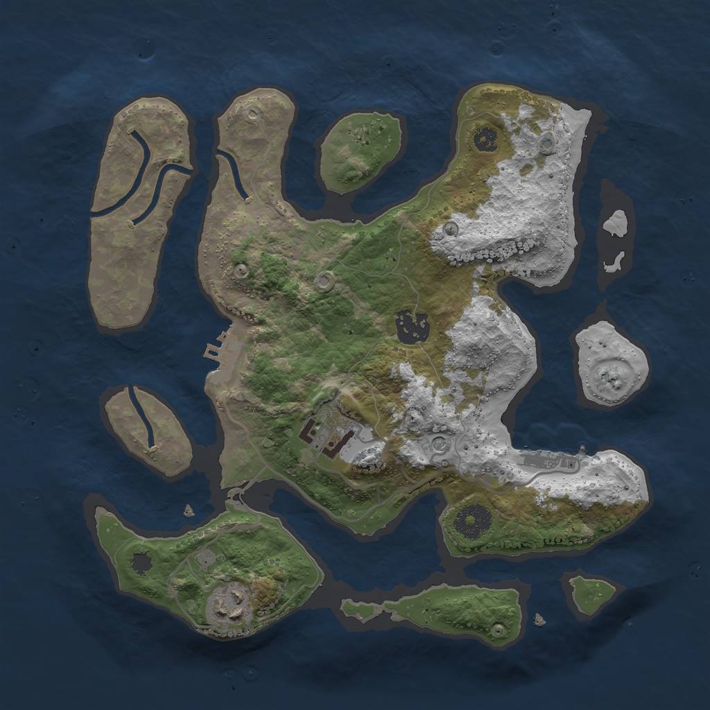 Rust Map: Procedural Map, Size: 3000, Seed: 883472375, 8 Monuments