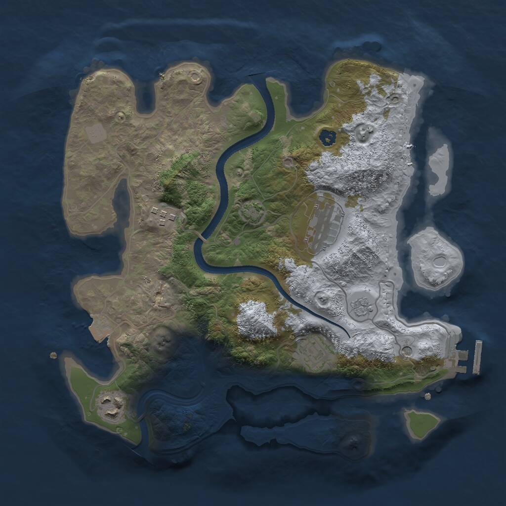 Rust Map: Procedural Map, Size: 3000, Seed: 883472375, 9 Monuments