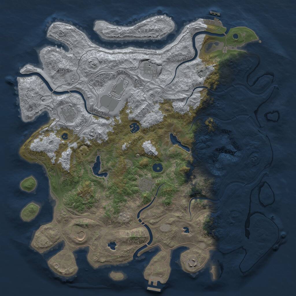 Rust Map: Procedural Map, Size: 4500, Seed: 5327, 14 Monuments